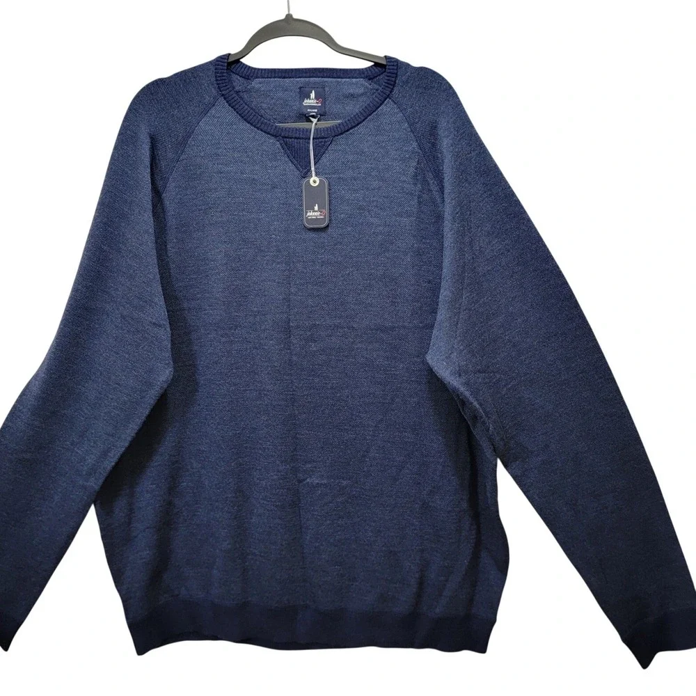 Johnnie-O Boggs Navy Extrafine Merino‎ Wool Crewneck Sweater Mens XXL JMSW1840